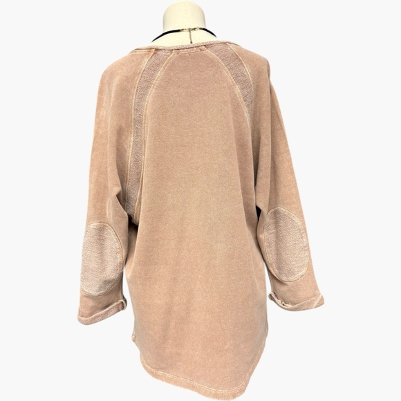 Wrap London Tan Hemp Cotton Tunic Sweatshirt Zip Hem Size 8 Medium Casual Boho - Picture 4 of 11